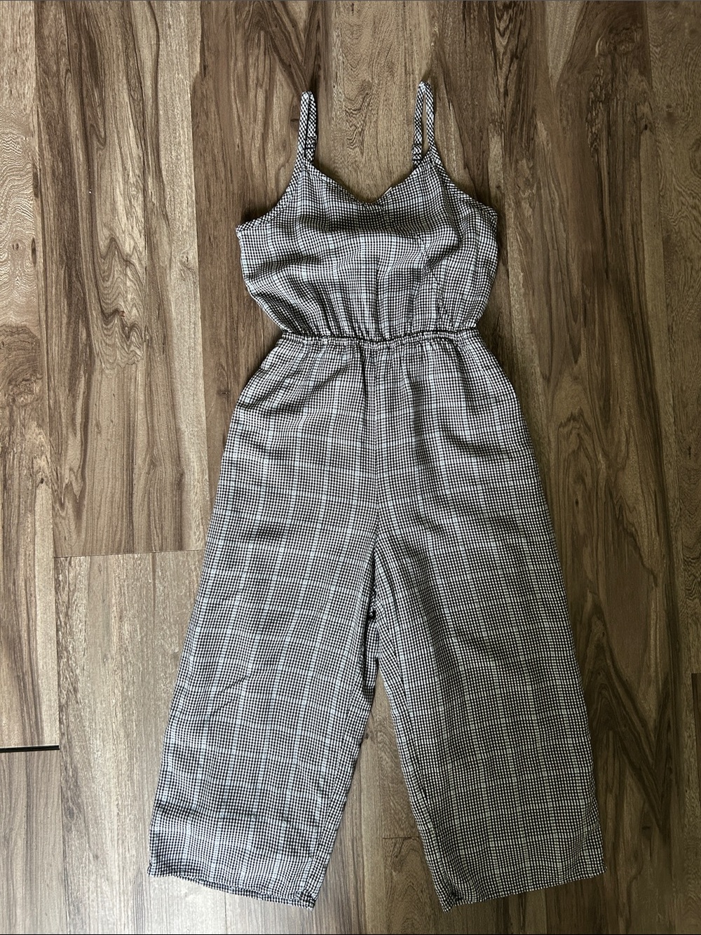 abercrombie kids Black and White Gingham Tank Jumpsuit
